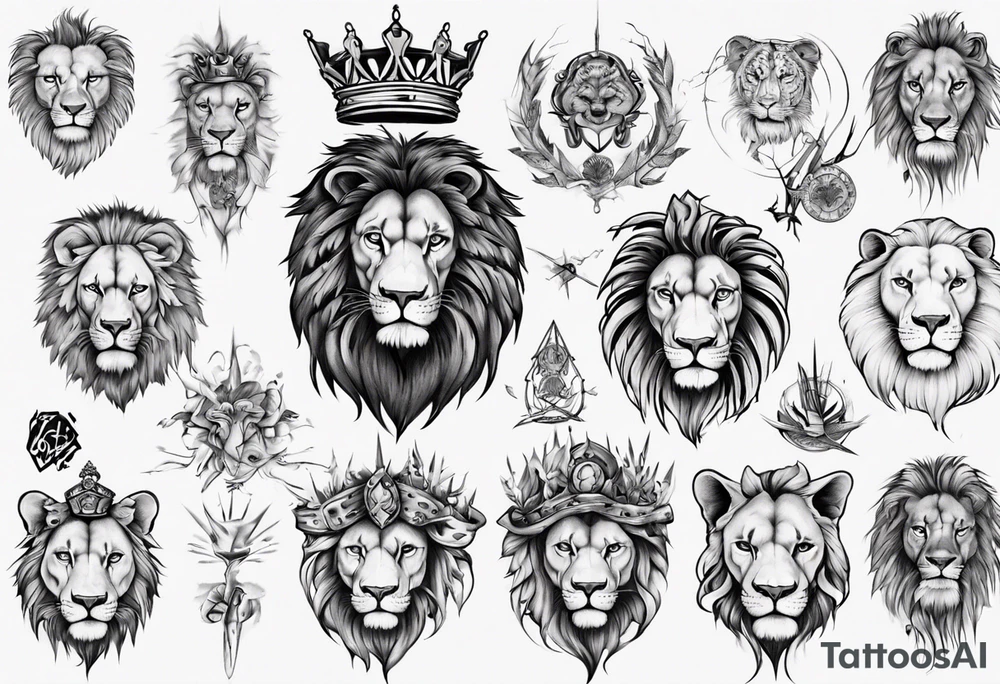 wild king lion tattoo idea