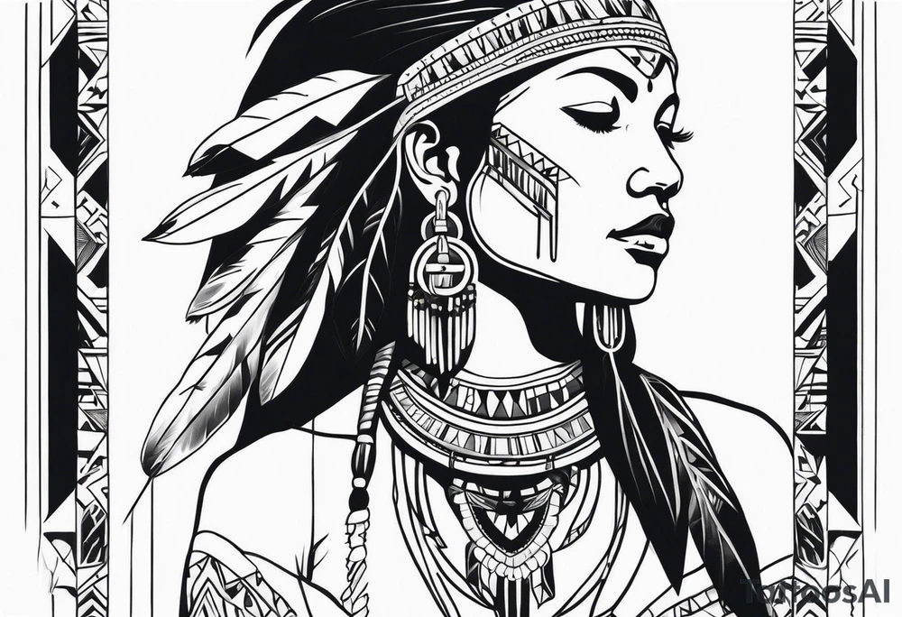 Full body Native American woman tattoo idea