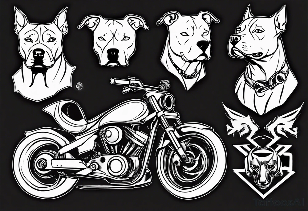 Pitbull on a motorcycle tattoo idea