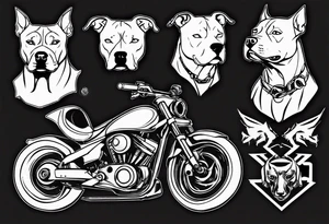 Pitbull on a motorcycle tattoo idea