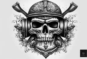 brandweerhelm met vuur en een halligan tool tattoo idea