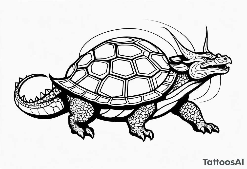 dragon with turtle shell tattoo idea