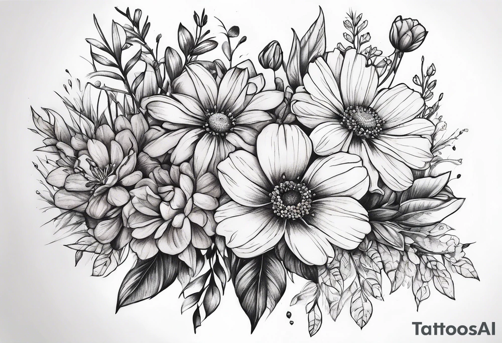 wildflower bouquet tattoo idea