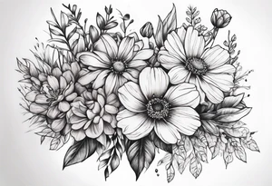 wildflower bouquet tattoo idea