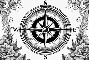 ocean compass anchor tattoo idea