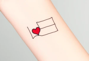 A minimalist Czech flag (blue, white, red) outline, with delicate shading and a small heart incorporated into the design. tattoo idea