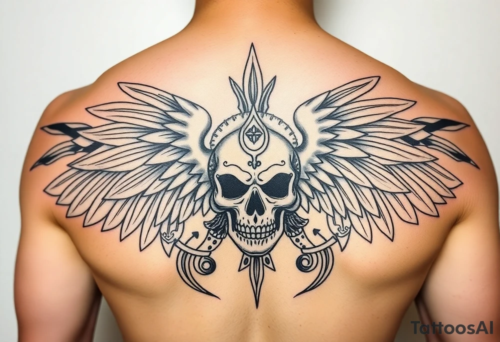 Create a mexican Aztec tattoo with life and death as the theme tattoo idea