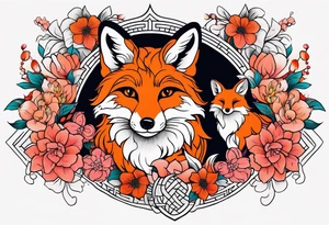 Foxes and flowers tattoo idea