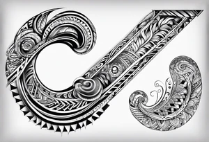 mixed maori whole arm tattoo idea