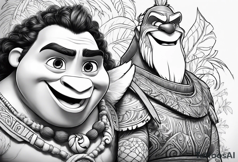 olaf meeting maui from moana tattoo idea