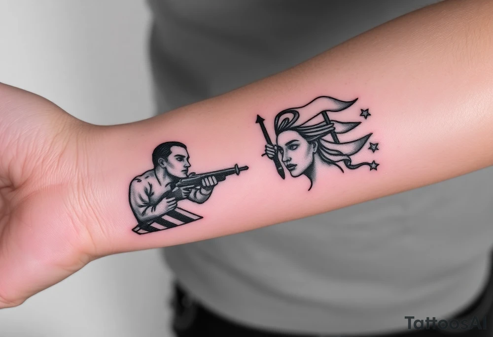 Two people depicting War and Peace tattoo idea