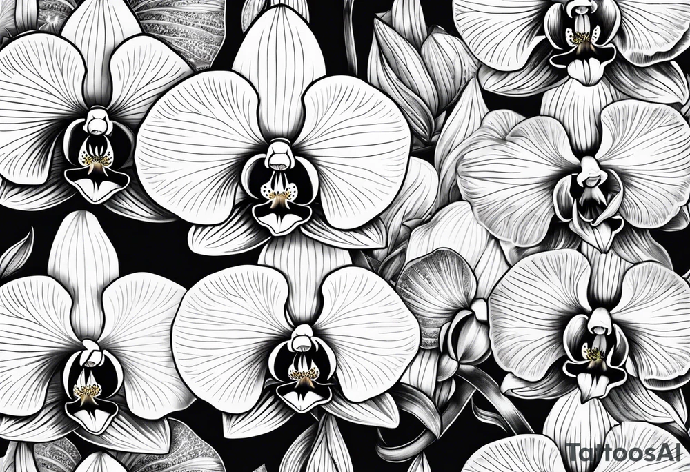 Orquídea olho de boca com flores da primavera tattoo idea