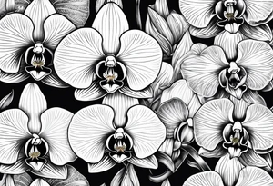 Orquídea olho de boca com flores da primavera tattoo idea
