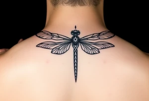 dragonfly with infinity symbol body
easy lines no shading tattoo idea