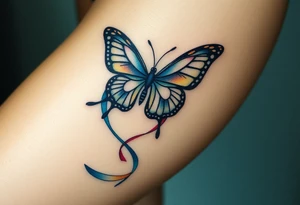 ethereal butterfly with flowing silk ribbons in moonlight tattoo idea