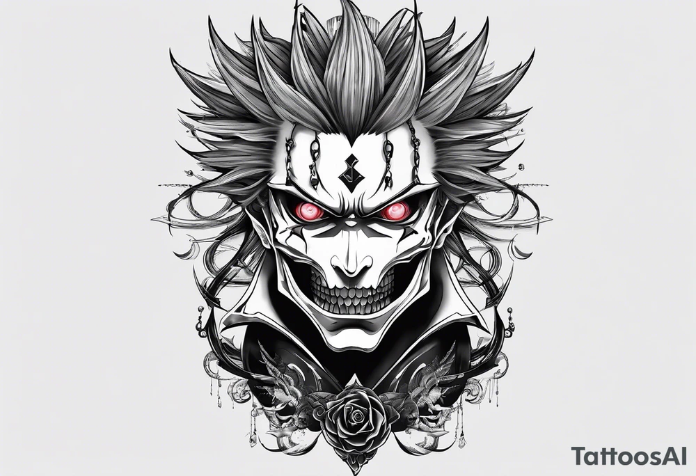 Cyber singlism tattoo of rem the Shinigami from death note tattoo idea