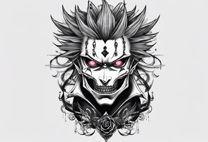 Cyber singlism tattoo of rem the Shinigami from death note tattoo idea