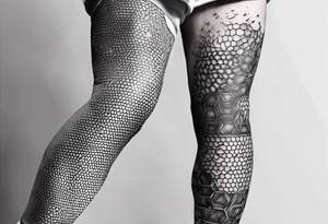 geometric full male leg sleeve honeycomb tattoo idea