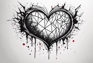 A heart bleeding ink through cracks tattoo idea
