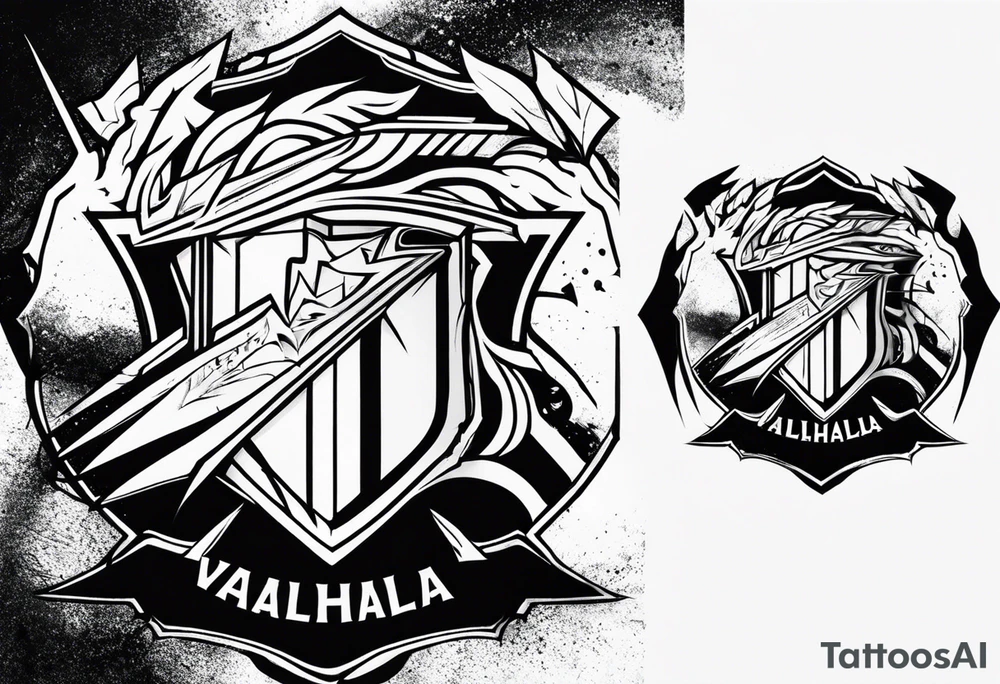 Valhalla sword shield lightning tattoo idea
