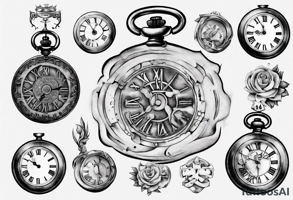 Roman numeral 4 on antient pocket watch tattoo idea