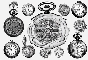 Roman numeral 4 on antient pocket watch tattoo idea