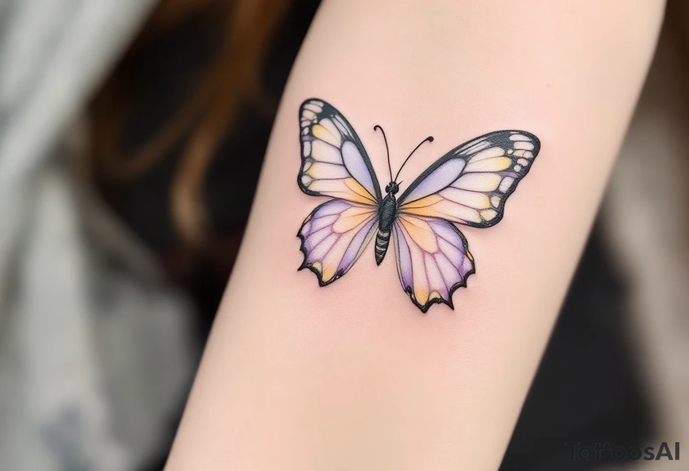 Pale Pink Heart with Butterfly Wings – A soft, pale pink heart, with delicate butterfly wings in shades of lavender and yellow, symbolizing love that transforms and takes flight. tattoo idea