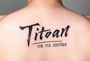 Japanese writing of my son name ‘Titan’ maybe with his birthday late October 7 2021 tattoo idea