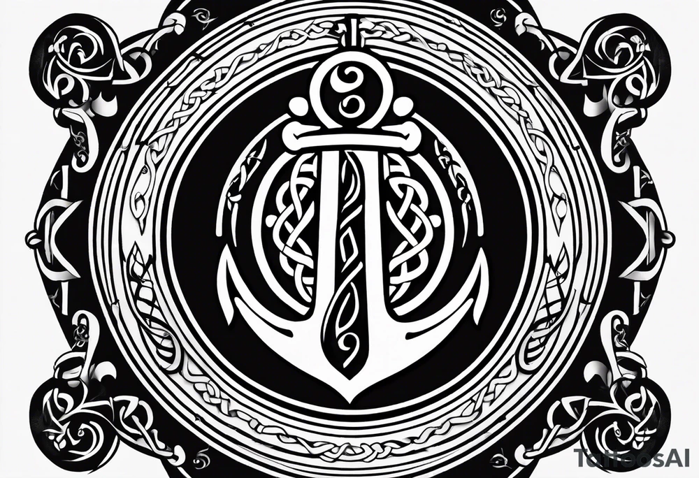Celtic styling, anchor, compass, bass clef note, treble clef note, dog paw print, half sleeve, forearm tattoo idea