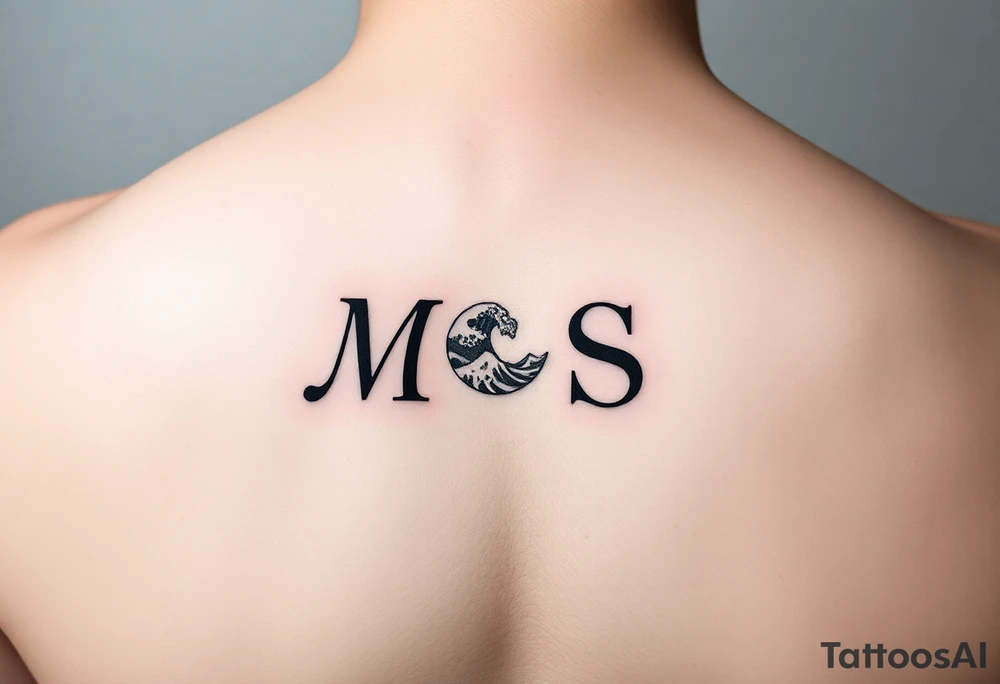 A minimalist tattoo with the letters M,S and the wave emoticon tattoo idea