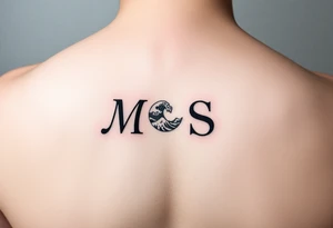 A minimalist tattoo with the letters M,S and the wave emoticon tattoo idea