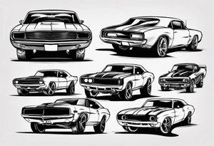 Muscle car funny design tattoo idea