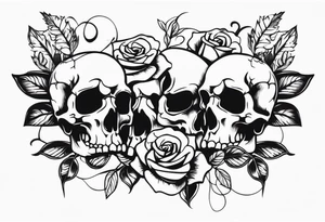 I want free skulls on top of each other melting into each other in the background being roses tattoo idea