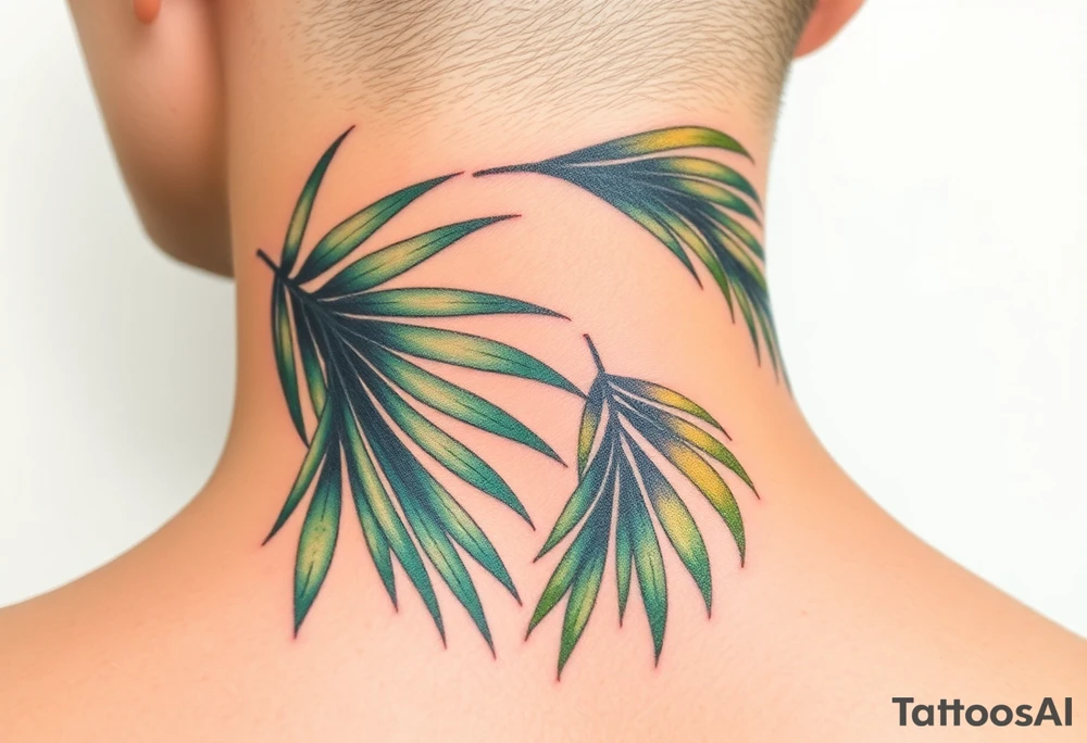realistic large woven palm leaves tattoo idea