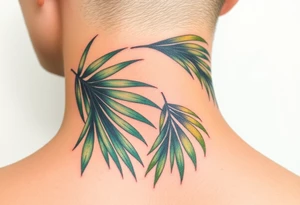 realistic large woven palm leaves tattoo idea
