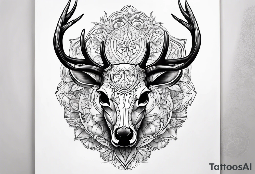 Deer skull tattoo idea