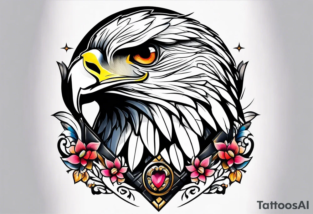Small cute hawk girly tattoo idea