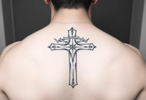 cross with a crown of thorns tattoo idea