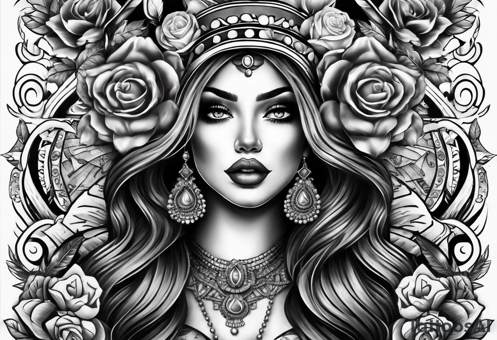 Chicano style sleeve about drugs family and women tattoo idea