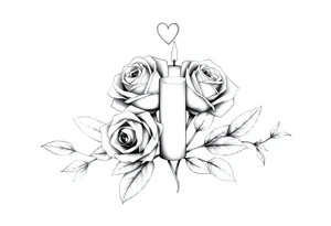Passed love one, two roses, two candles, blue, hearts tattoo idea