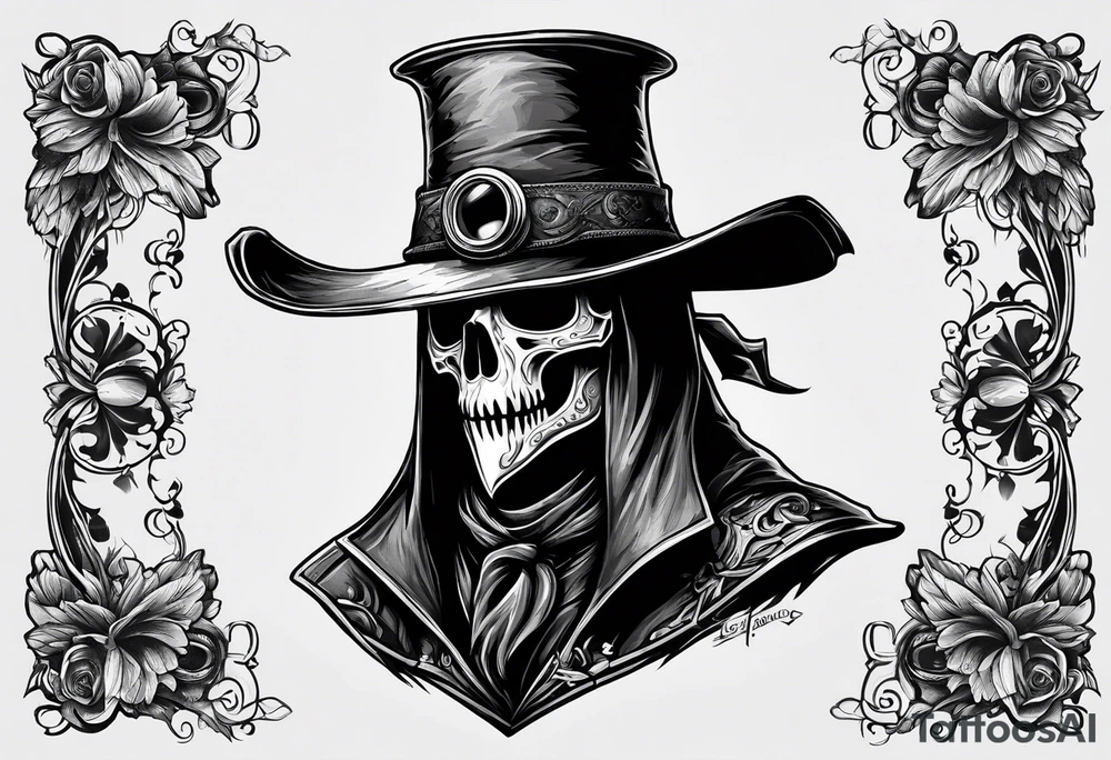 dark fantasy plague doctor skull tattoo idea