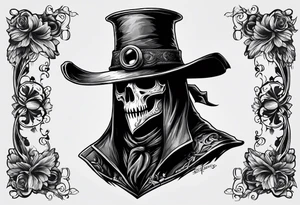 dark fantasy plague doctor skull tattoo idea