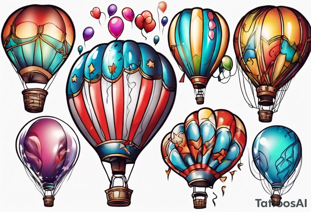 coloful balloons tattoo idea