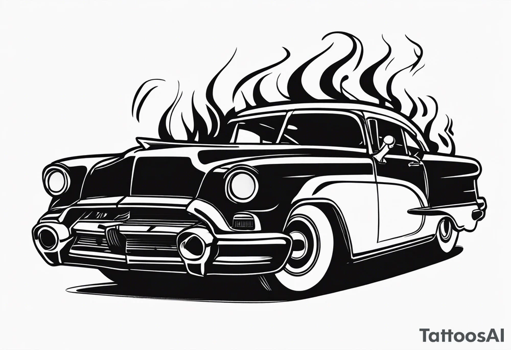 black fire car tattoo idea