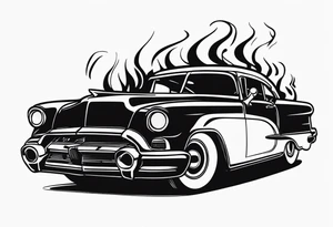 black fire car tattoo idea
