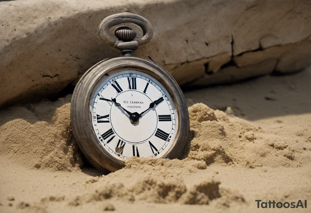 un reloj de arena que dentro de él habrá un barco enterrado en la arena, y al pie del reloj habrán flores. Bajo las flores habrá un papelito que diga "Atiny" y de él saldrán enredaderas con hojas pequeñas encerrando el reloj y arriba cerrará con un papelito que diga "Star1117" tattoo idea