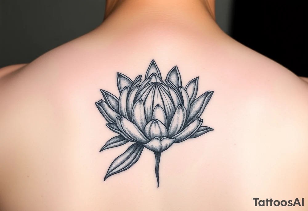 Blooming protea flower tattoo idea