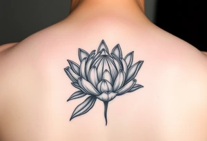 Blooming protea flower tattoo idea