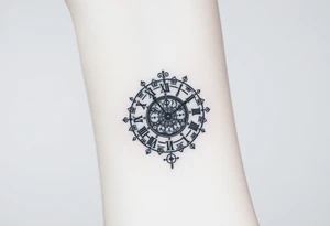 vintage roman numerals within ornate clockwork mechanism tattoo idea