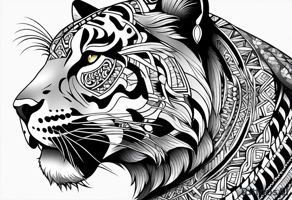 aztec black jaguar sitting tattoo idea